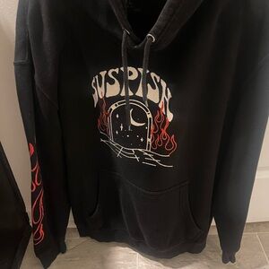 Bailey Sarian Black Hoodie with Red flames Design